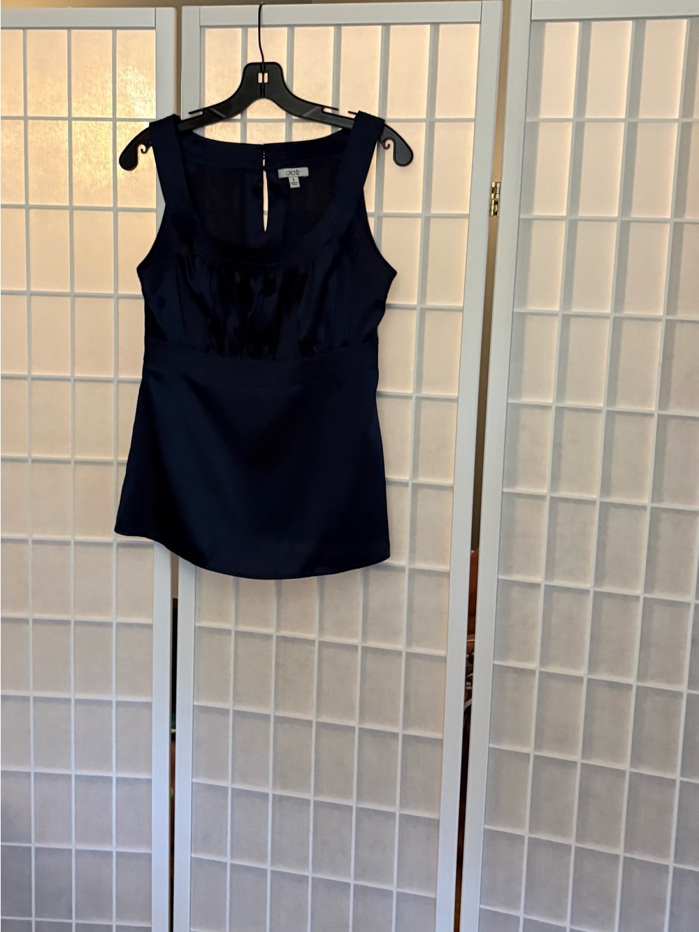 Cache Navy Satin-Detail Scoop Neck Camisole
